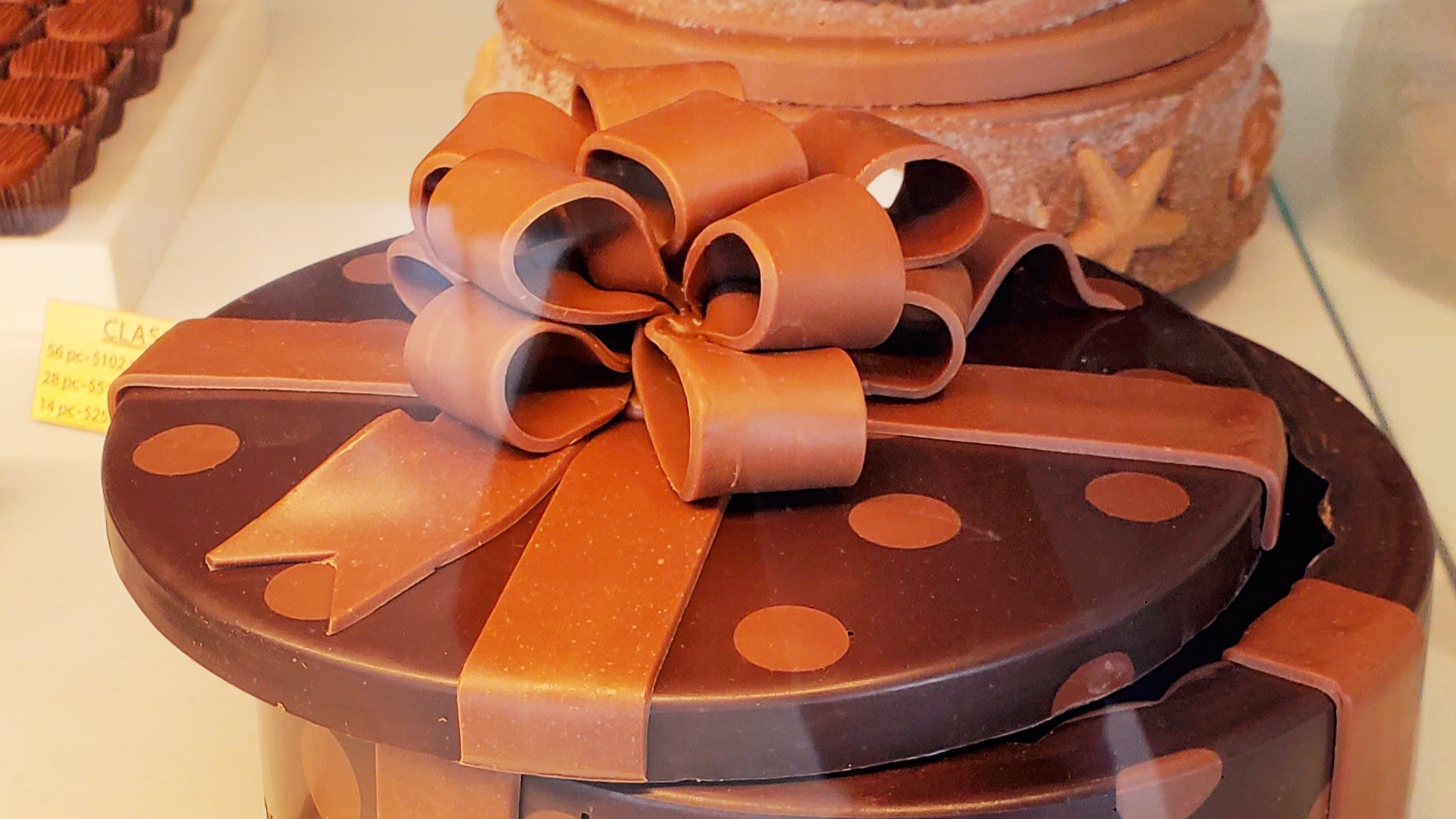 Edible chocolate gift box display inside DeBrand Fine Chocolates