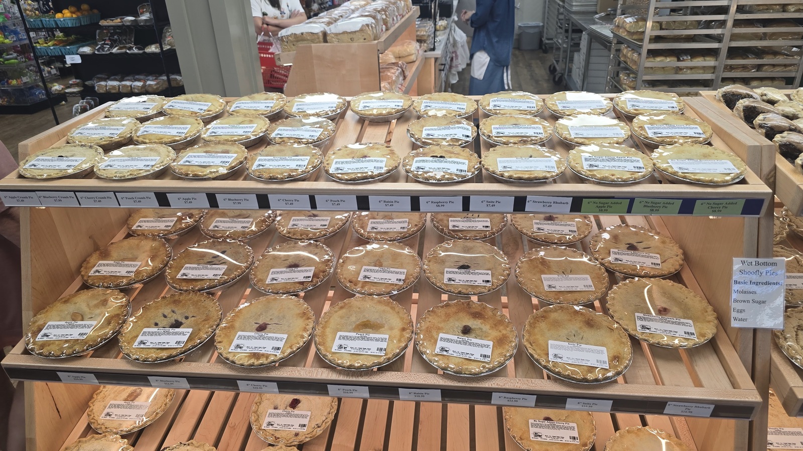 Pie shelves and pastry cases inside Bird-in-Hand Bake Shop