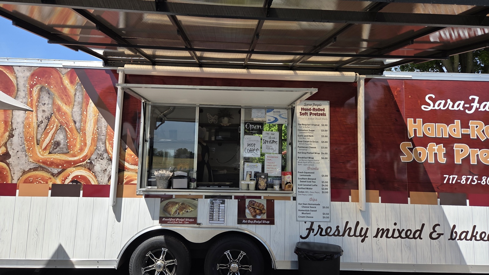 Sara-Faye's hand-rolled soft pretzel trailer at Bird-in-Hand Bake Shop