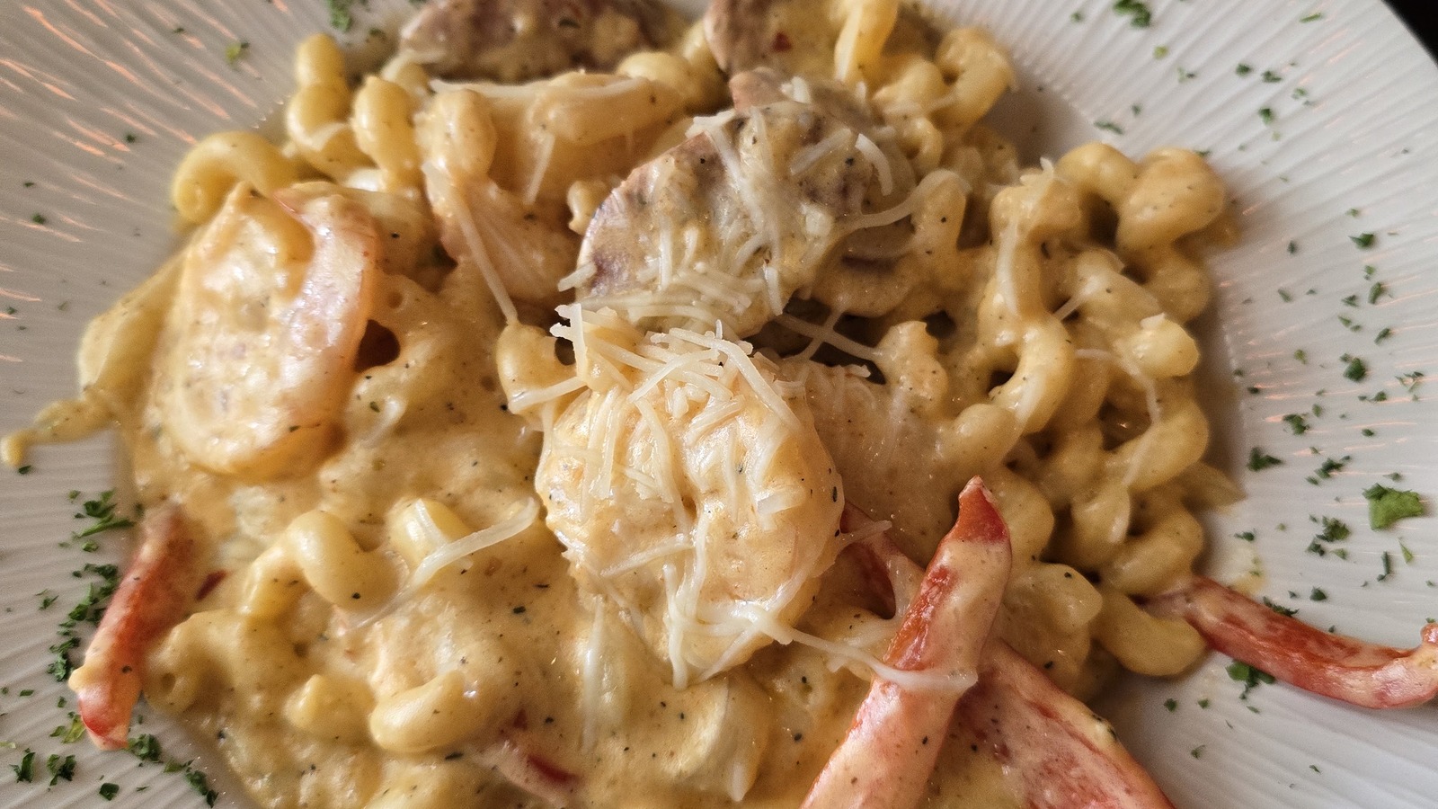 Waterman's Pasta with shrimp, crab, and creamy sauce