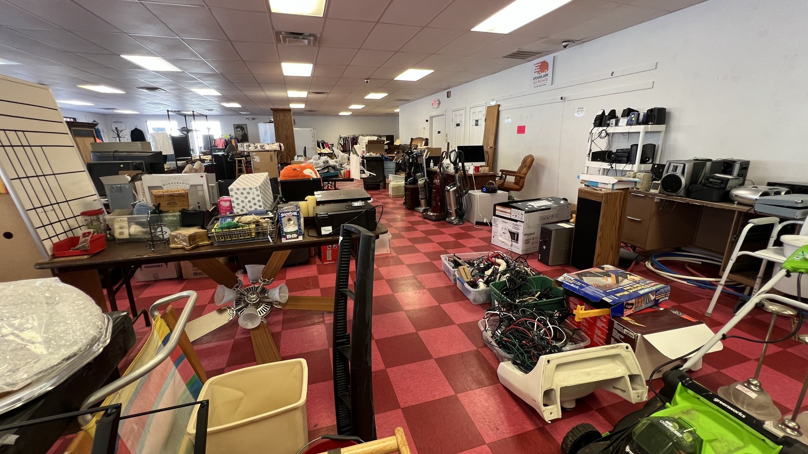 Mixed furniture and household showroom inside One Man's Thrift & Antique Store in Johnson City