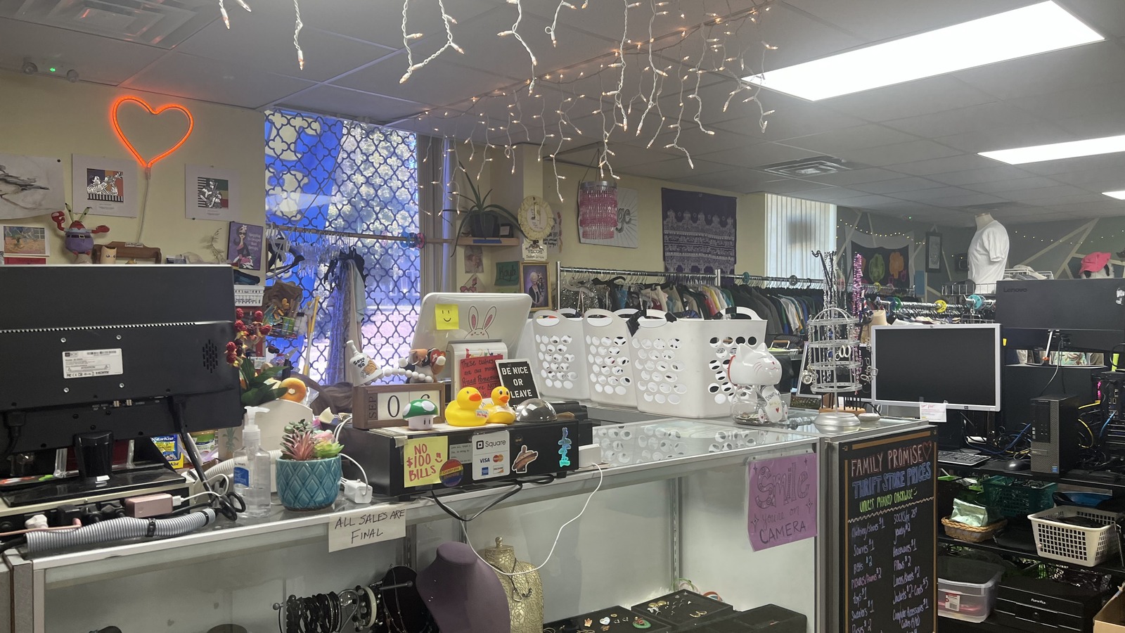 Front counter and housewares area inside Family Promise Thrift Store in Johnson City