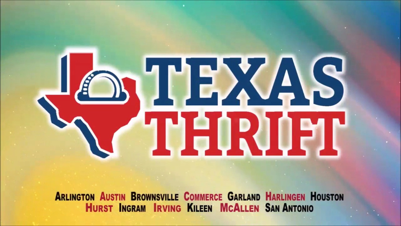Texas Thrift signage highlighting the Harlingen location