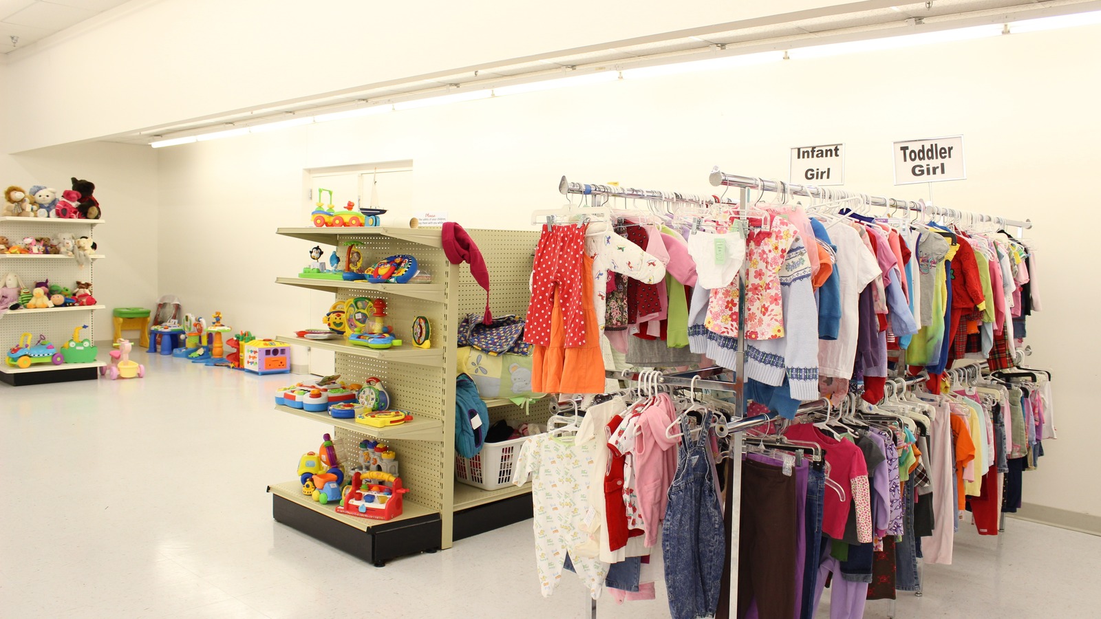 Kids section inside Dorcas Thrift Shop in Cary