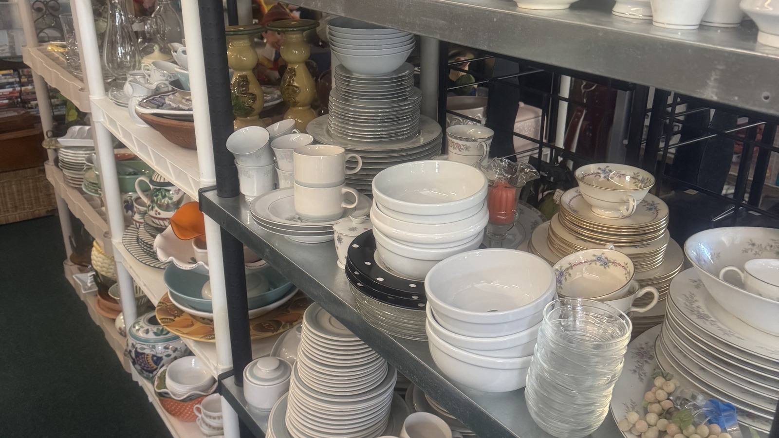 Secondhand shopping scene at E and B Thrifty Sales in Birmingham