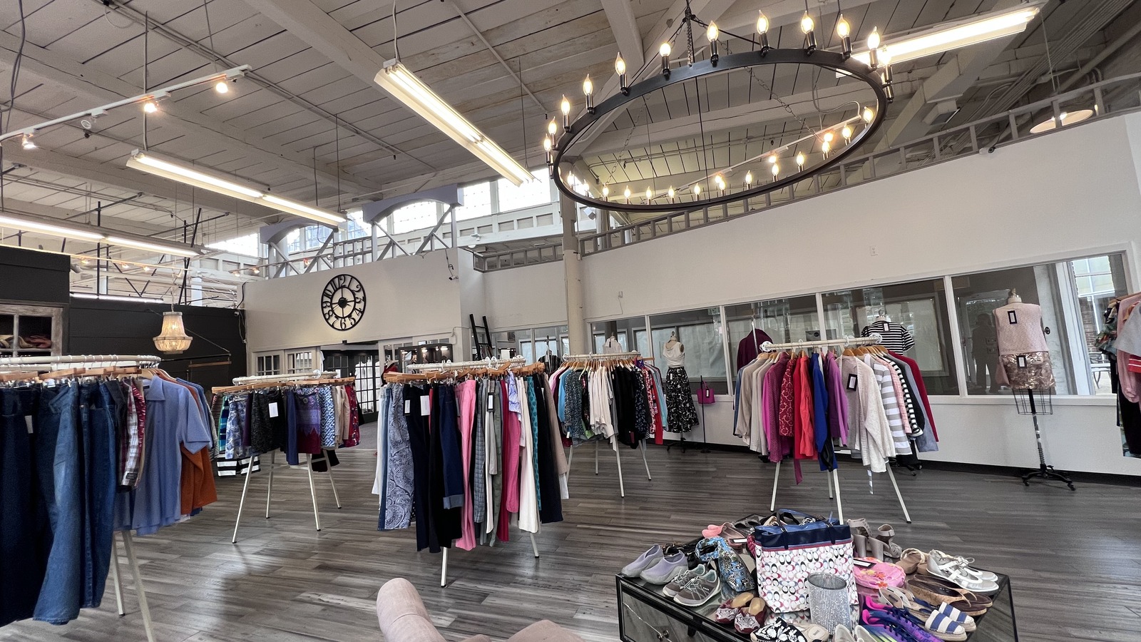 Secondhand shopping scene at Charity's Closet/First Picks in Savage