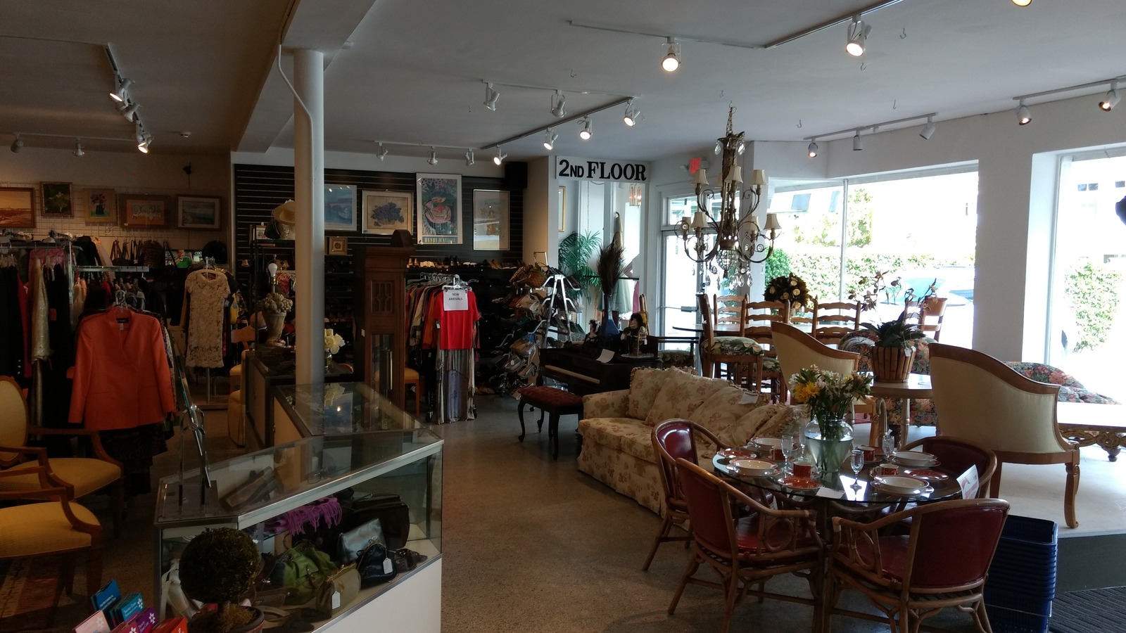 Secondhand shopping scene at Nearly New Thrift Shop in West Palm Beach