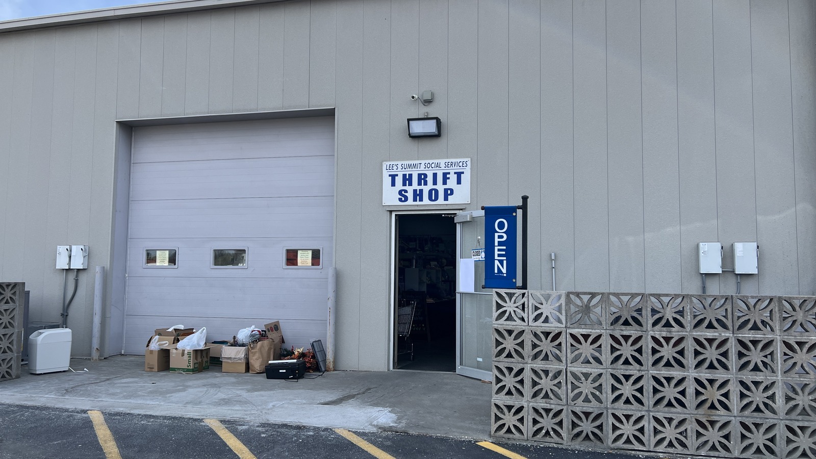 Secondhand shopping scene at Lee's Summit Social Services Thrift Store in Lee's Summit