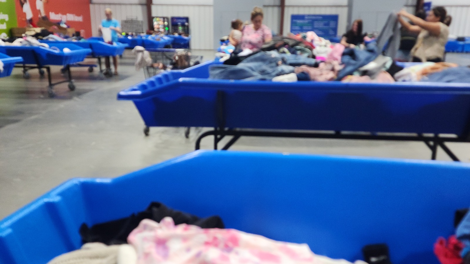 Secondhand shopping scene at Goodwill Outlet Store in Madison