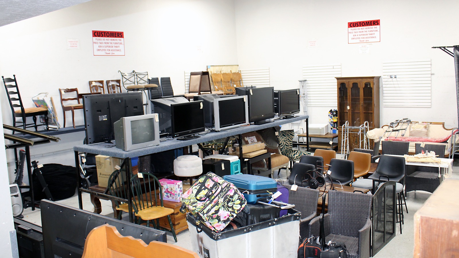 Secondhand shopping scene at Superior Thrift Store in Stockton