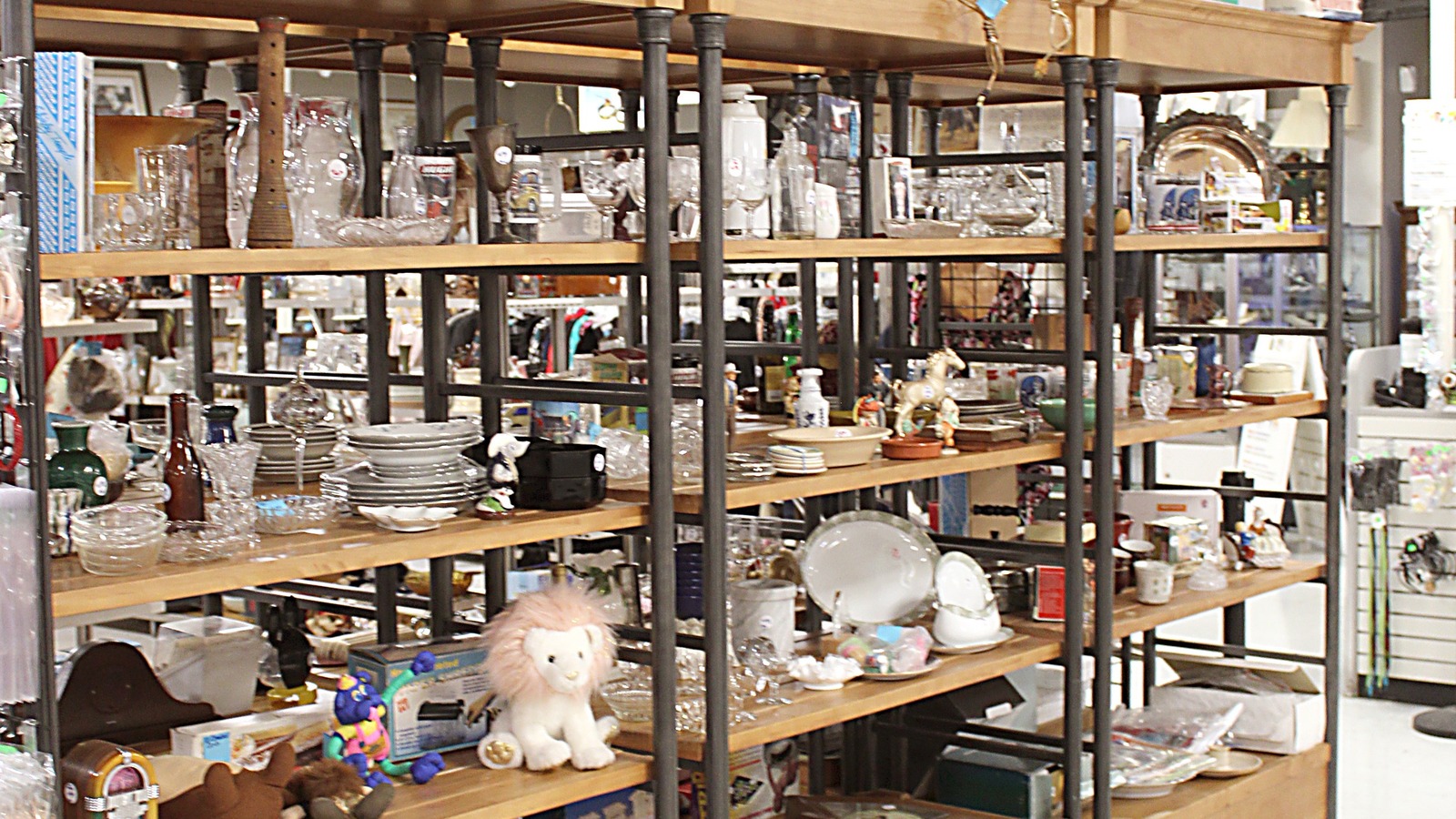 Secondhand shopping scene at Superior Thrift Store in Stockton