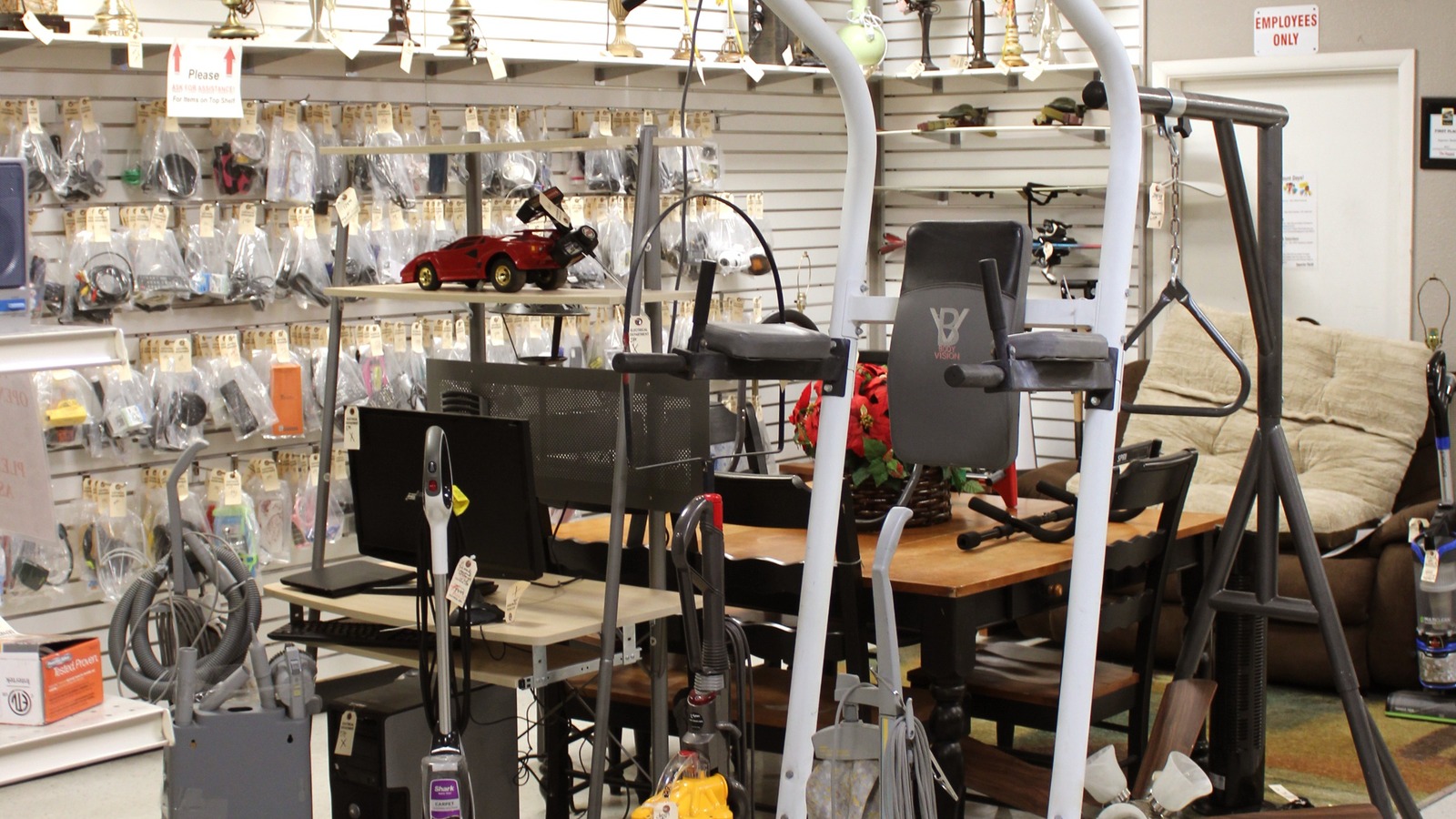 Secondhand shopping scene at Superior Thrift Store in Stockton