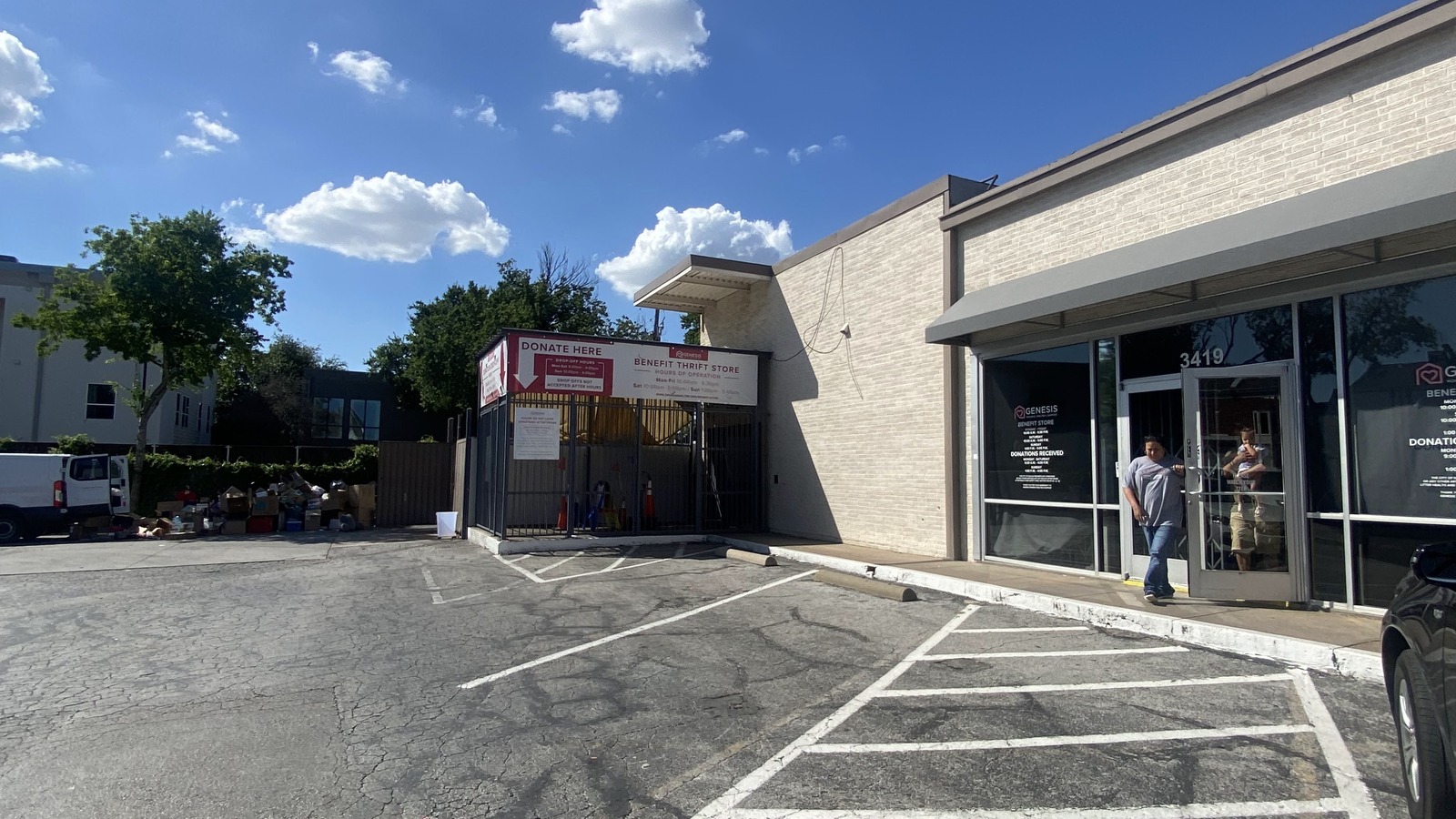 Secondhand shopping scene at Genesis Benefit Thrift Store in Dallas