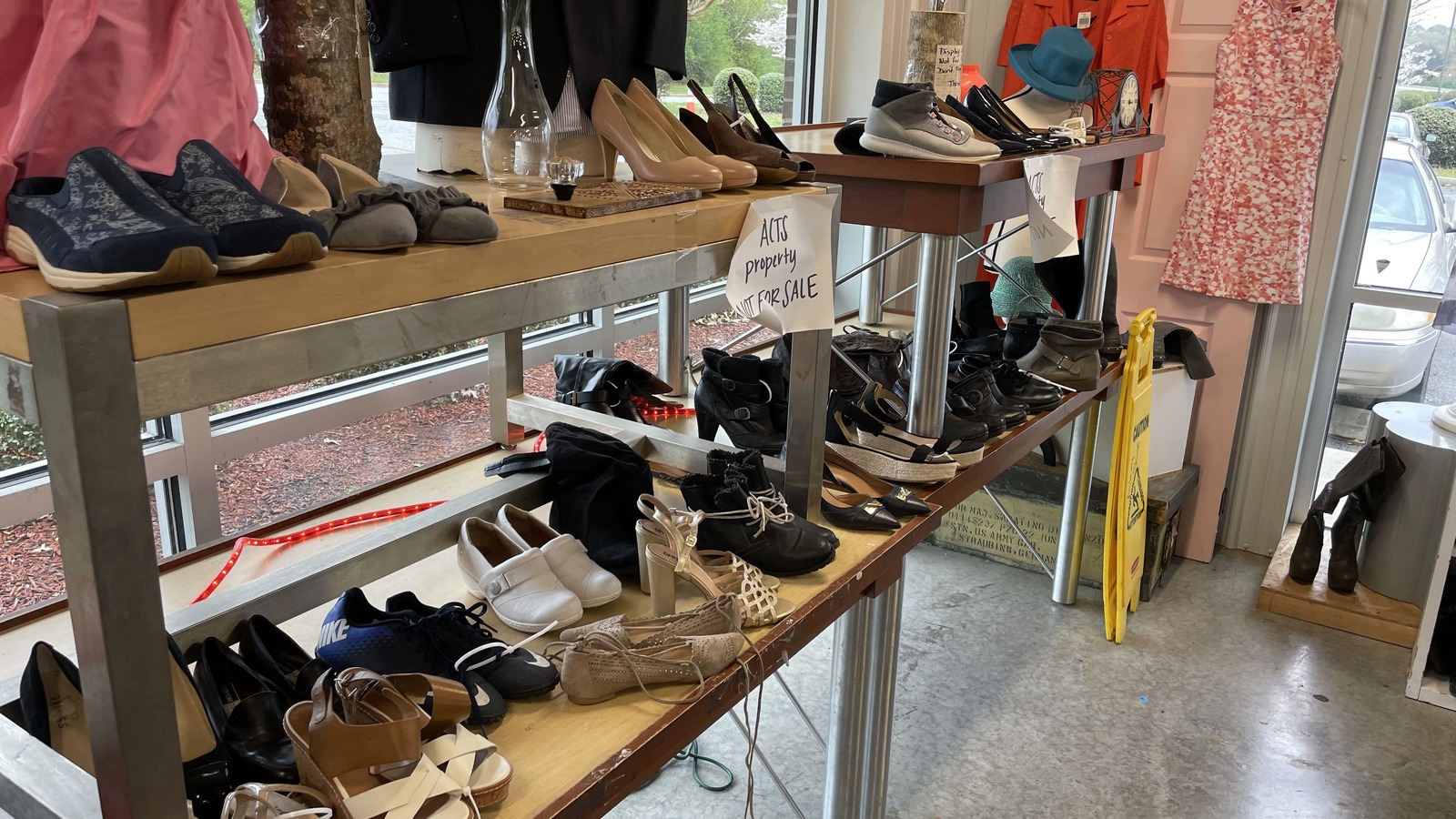 Secondhand shopping scene at Asbury Thrift Store in Madison