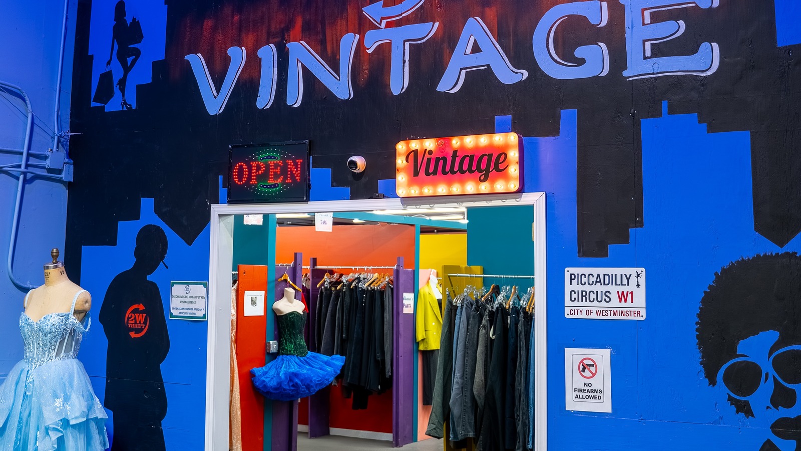 Secondhand shopping scene at 2W Thrift Store in Atlanta
