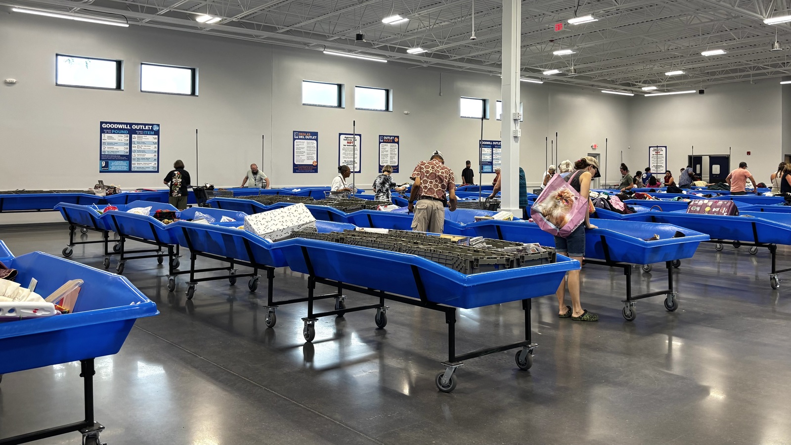 Treasure-hunting bins at the Goodwill Outlet in Harrisonburg, Virginia