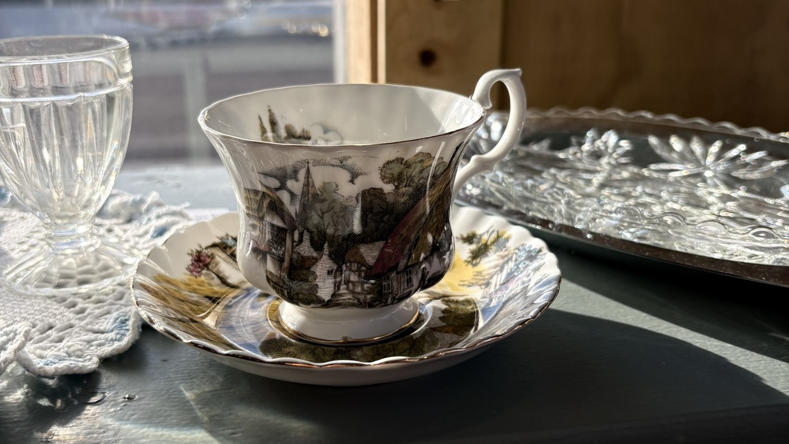 Vintage teacup and glassware at Outreach Thrift Store in Pendleton Oregon