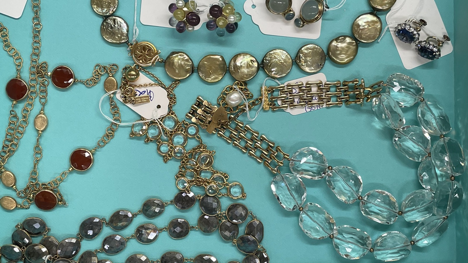 Jewelry display at Tambourine Resale Shop in Vero Beach