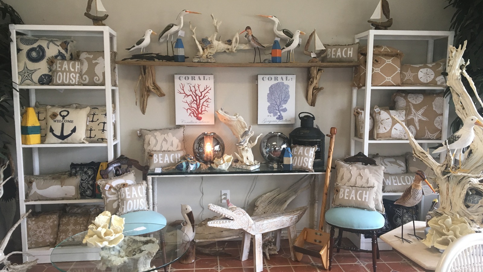 Coastal decor display at Fantastic Finds Consignments in Vero Beach