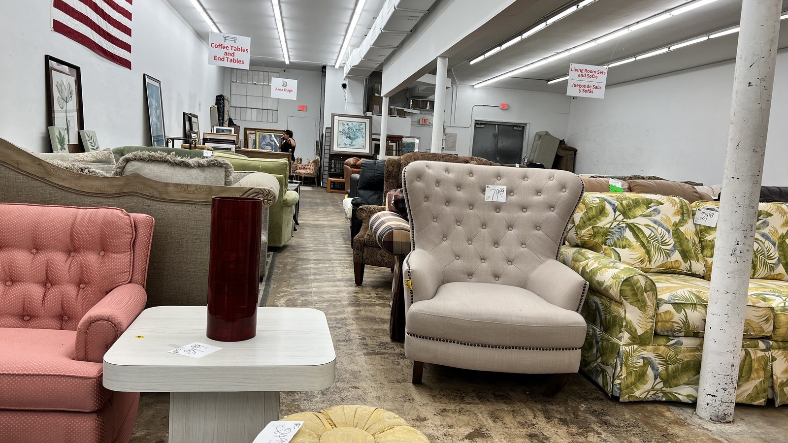 Rows of colorful accent chairs at American Thrift Store in Hollywood