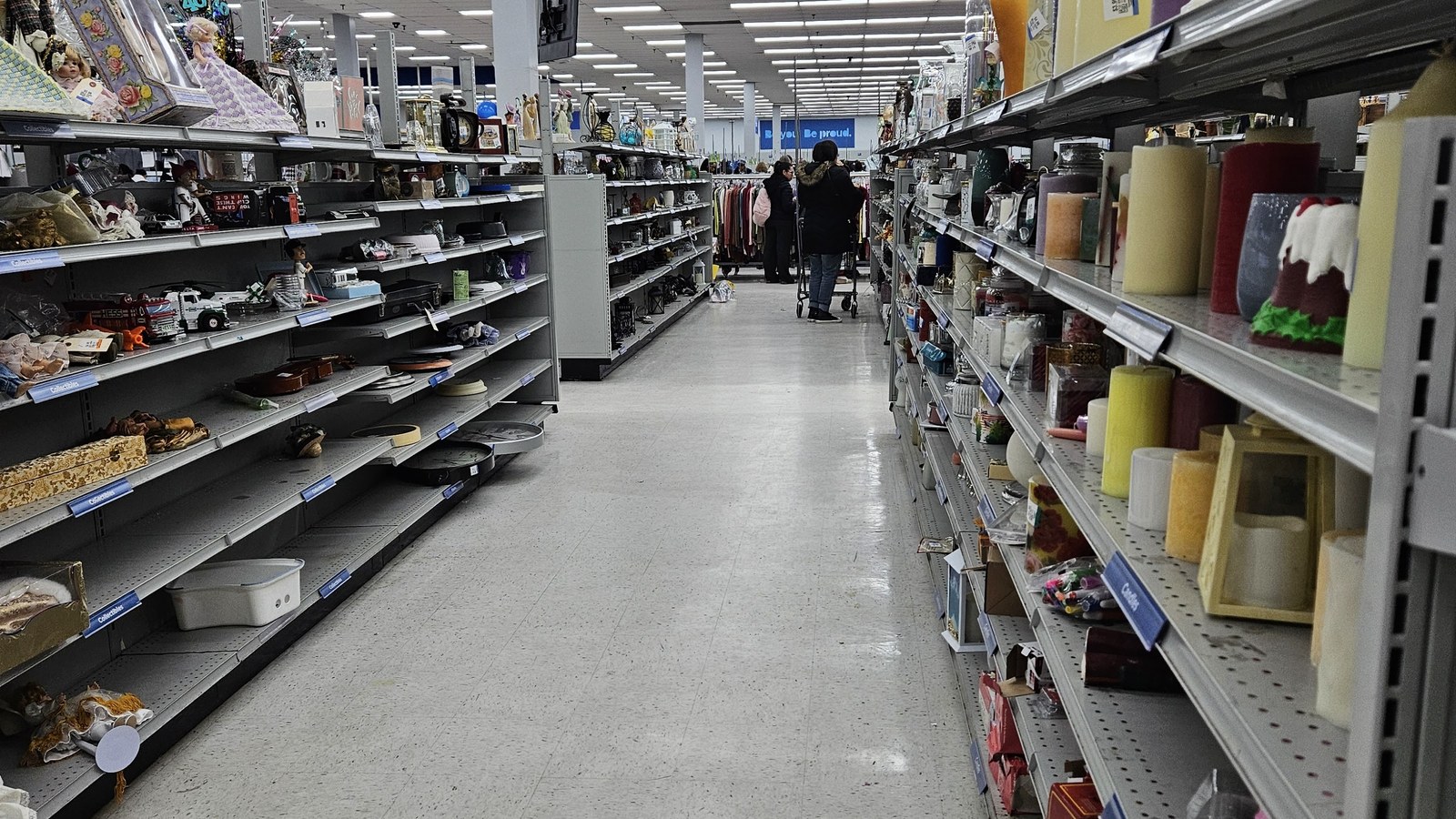 Long housewares aisle lined with shelves at 2nd Ave in Laurel