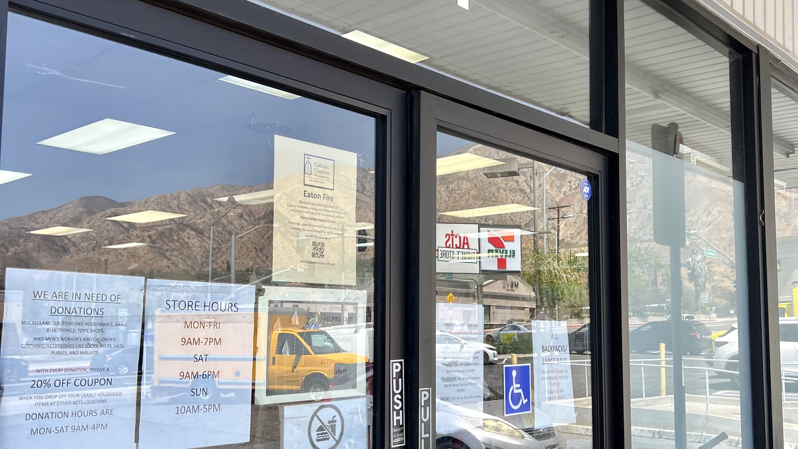 Front entrance at ACTS Thrift Store in Pasadena