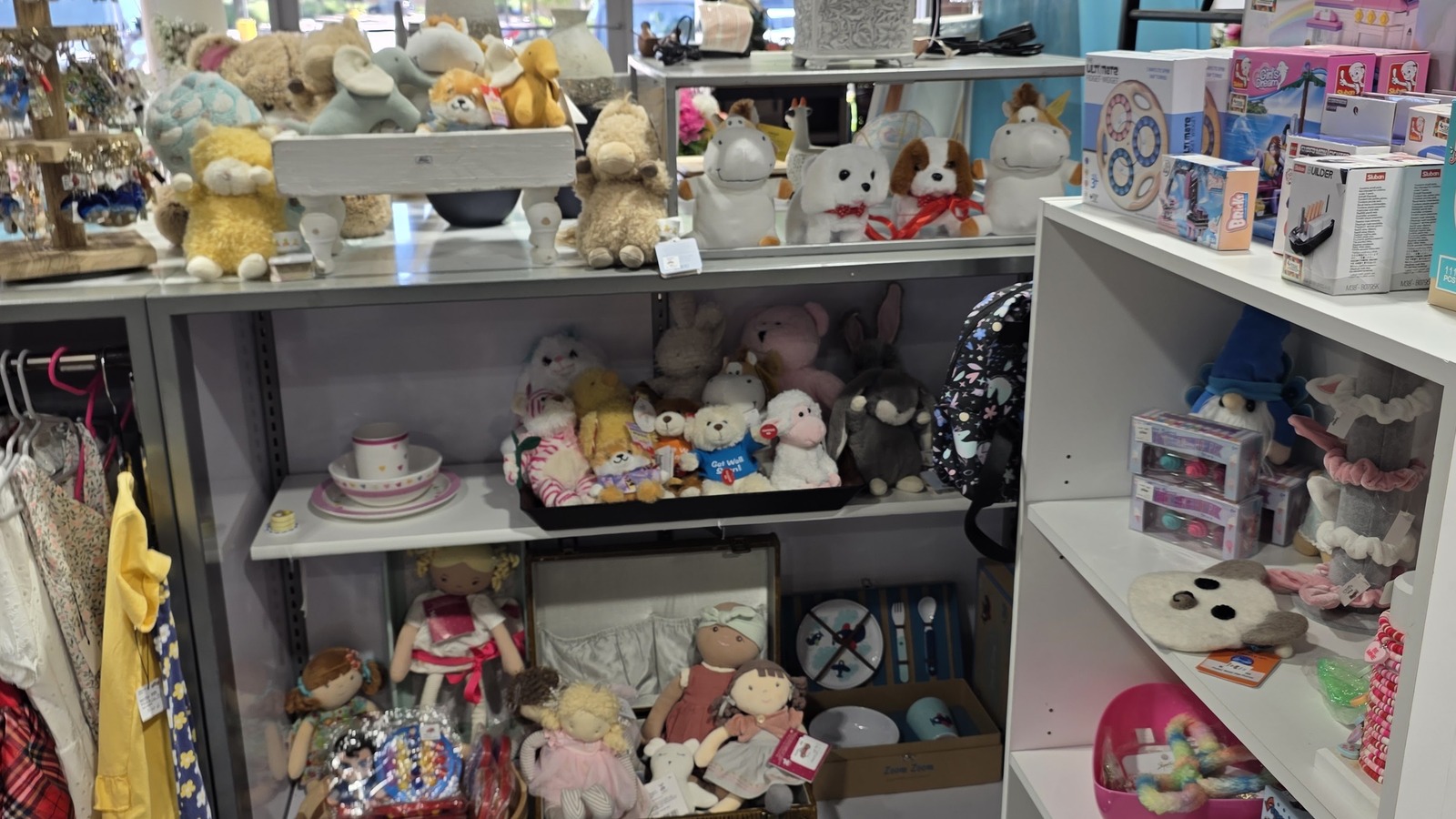Shelves of locally made gifts and colorful small treasures at Williamsburg Bazaar