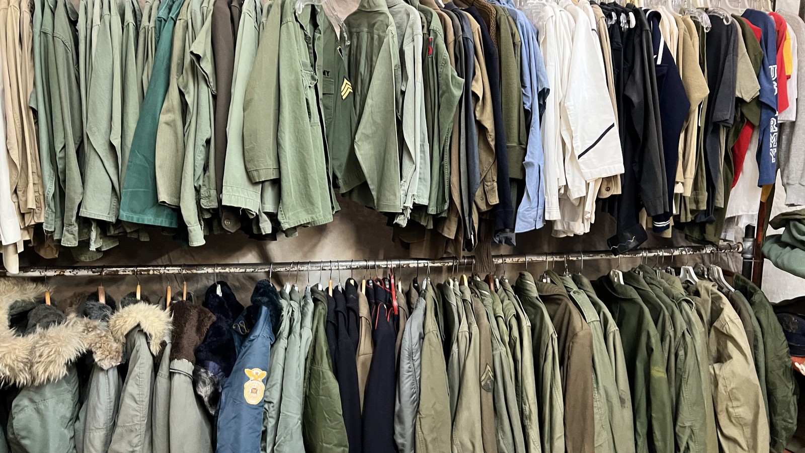 Rows of vintage jackets at Santa Fe Vintage