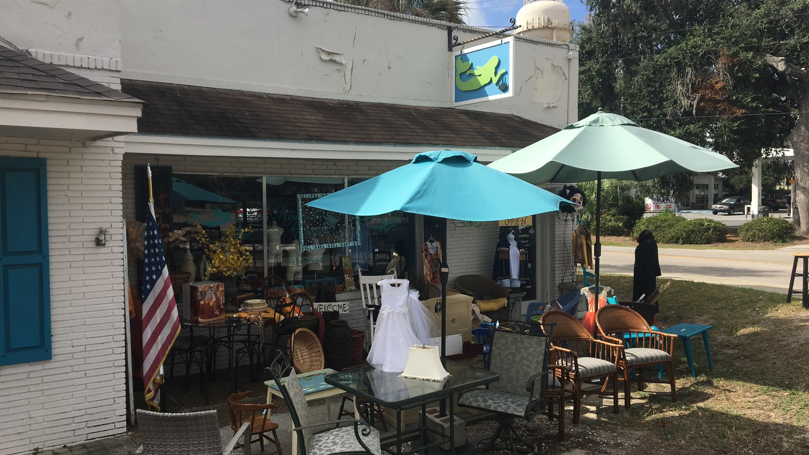 Furniture displayed outside Mermaids Chandelier in Beaufort