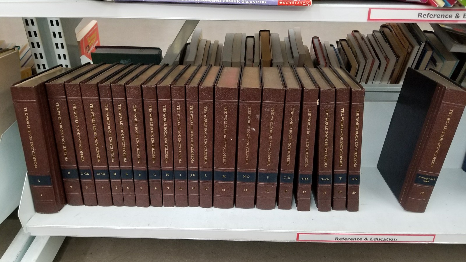 Rows of hardback books in the Savers book department