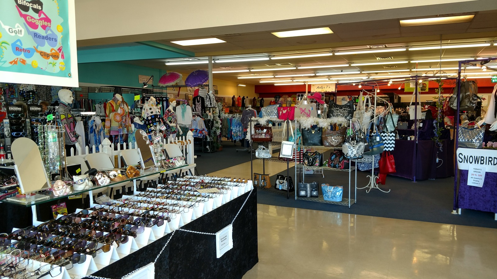 Boutique displays inside VJ's of Yuma at the Arizona Mini Mall
