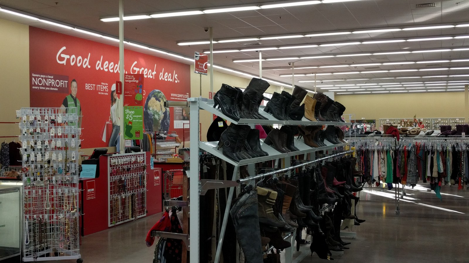 Clothing and housewares arranged across the Savers sales floor in Scottsdale