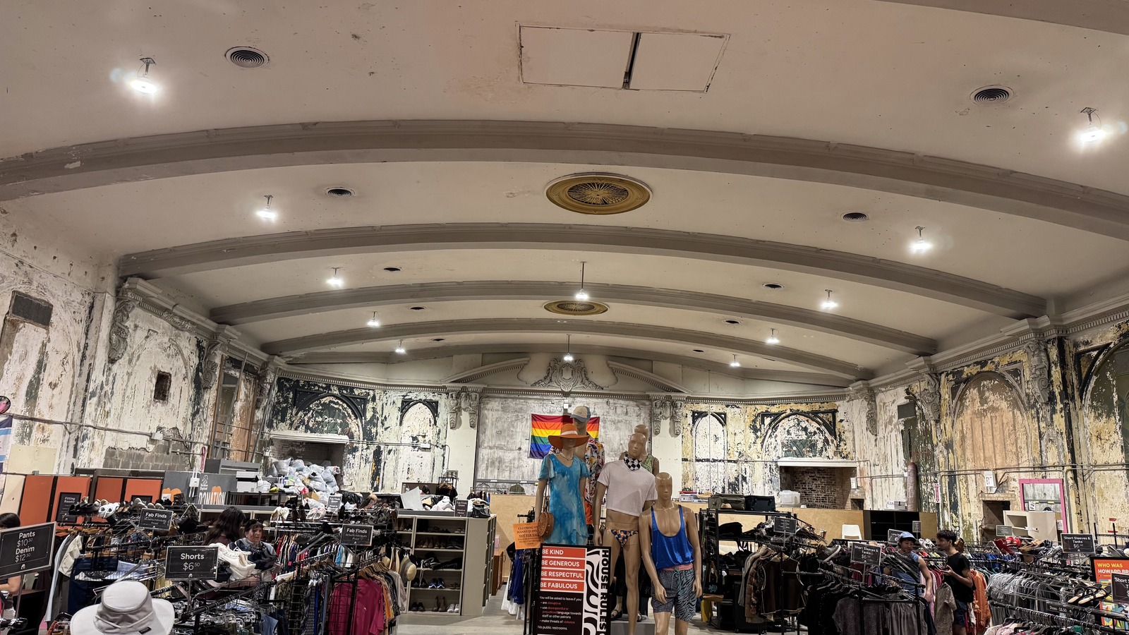 Wide sales floor beneath the arched ceiling at Brown Elephant in Chicago