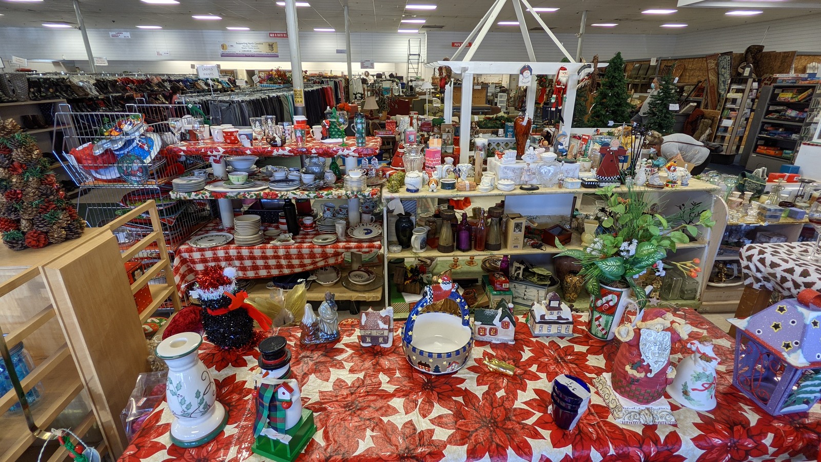 Holiday decorations filling a colorful seasonal display