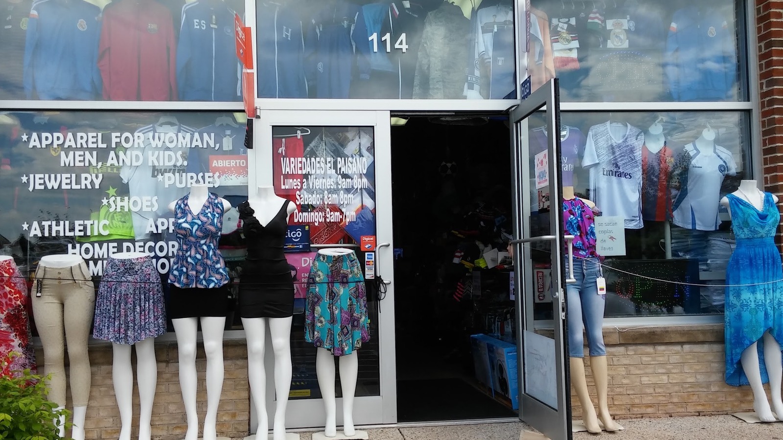 Clothing displays at the Kent Village Square storefront