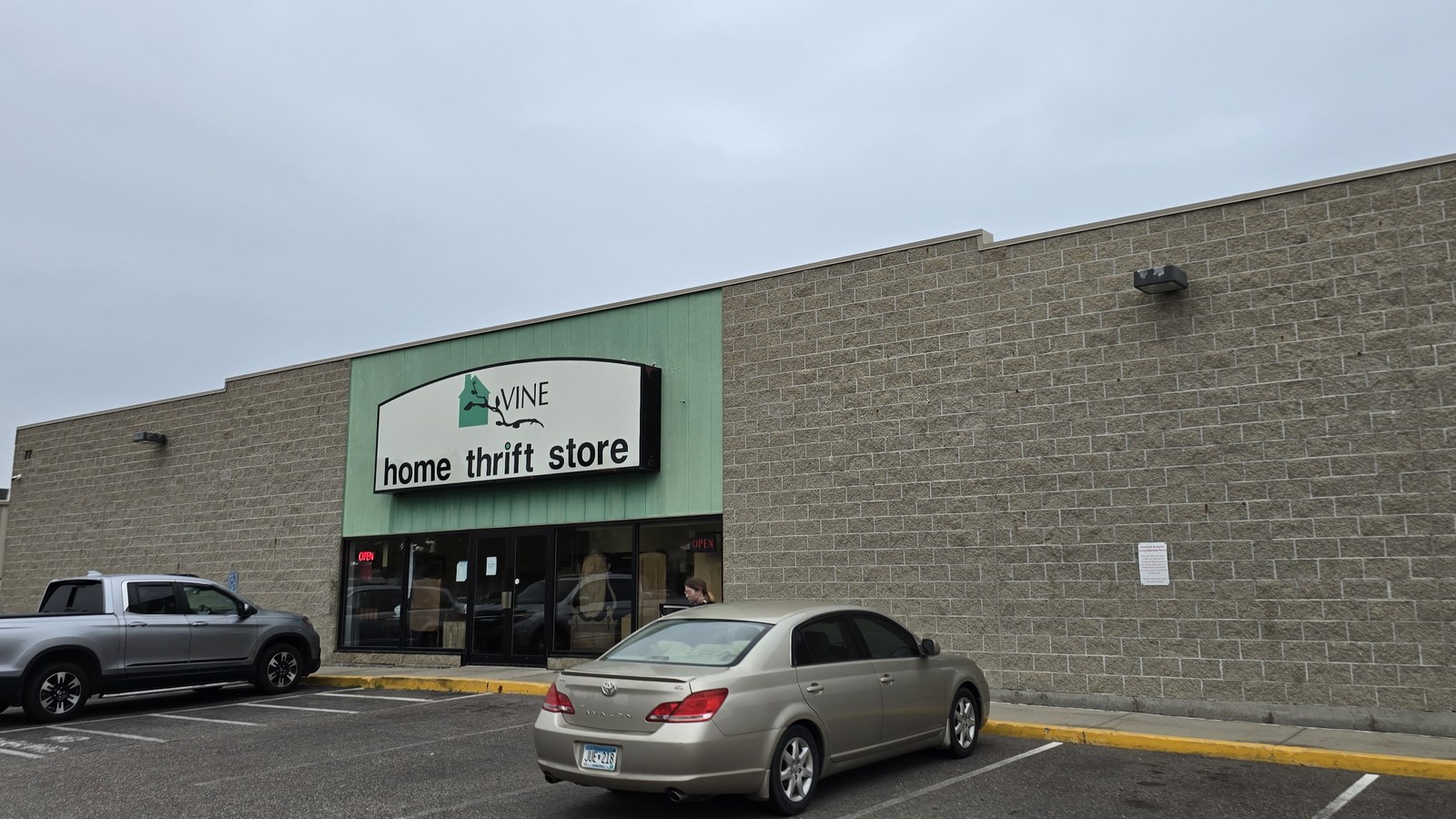 VINE Home Thrift Store exterior and accessible parking spaces