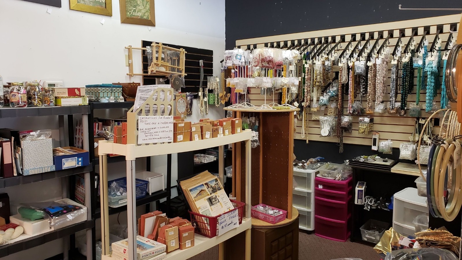 Craft supplies, leather goods, and collectibles inside The Wright Place in Great Bend