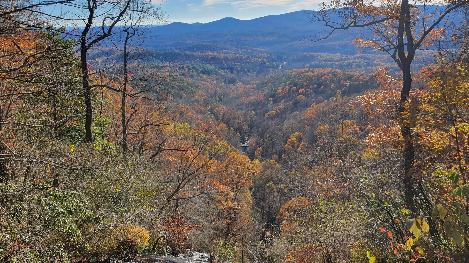 Mountain valley view from Amicalola Falls State Park in autumn