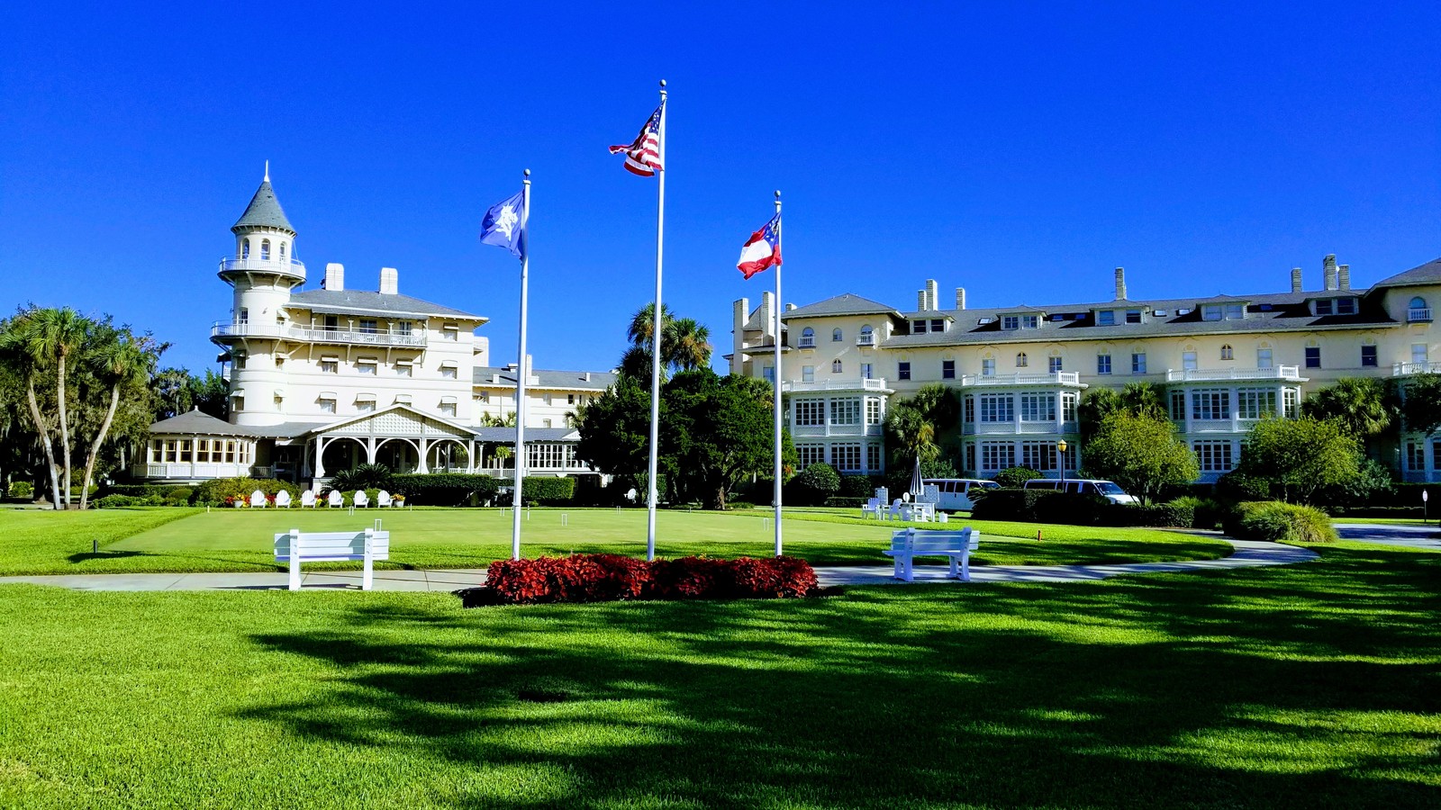 The Jekyll Island Club exterior in the Historic District.
