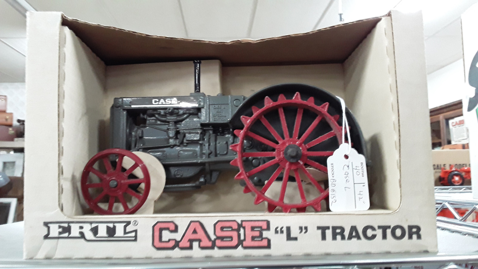 Boxed Case model tractor displayed inside Markle Exit 286 Antique Mall
