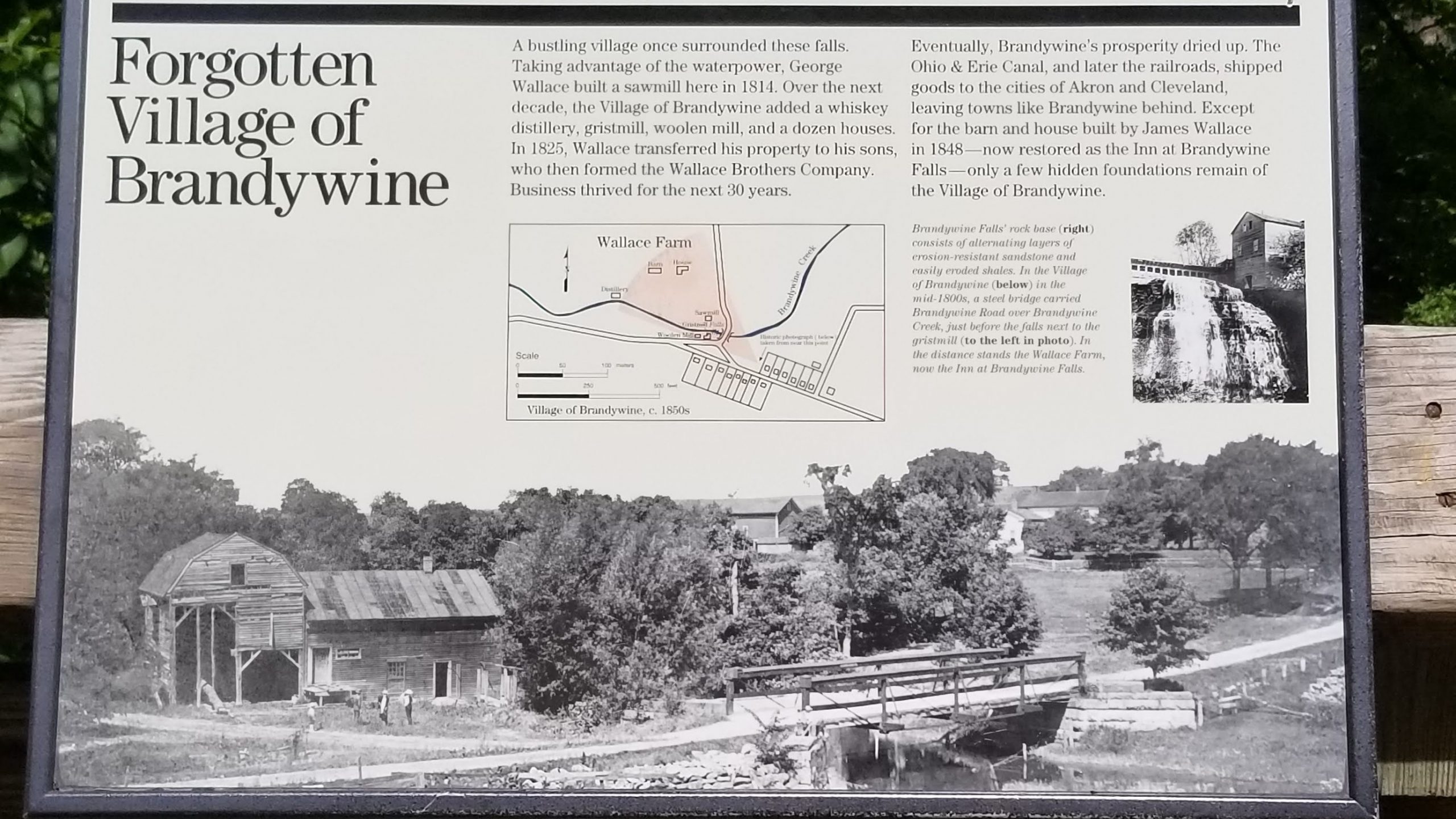 Historic Brandywine village sign near the falls