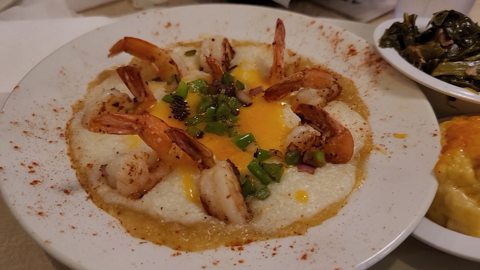 Shrimp and grits topped with peppers and cheese at Mary Mac's Tea Room