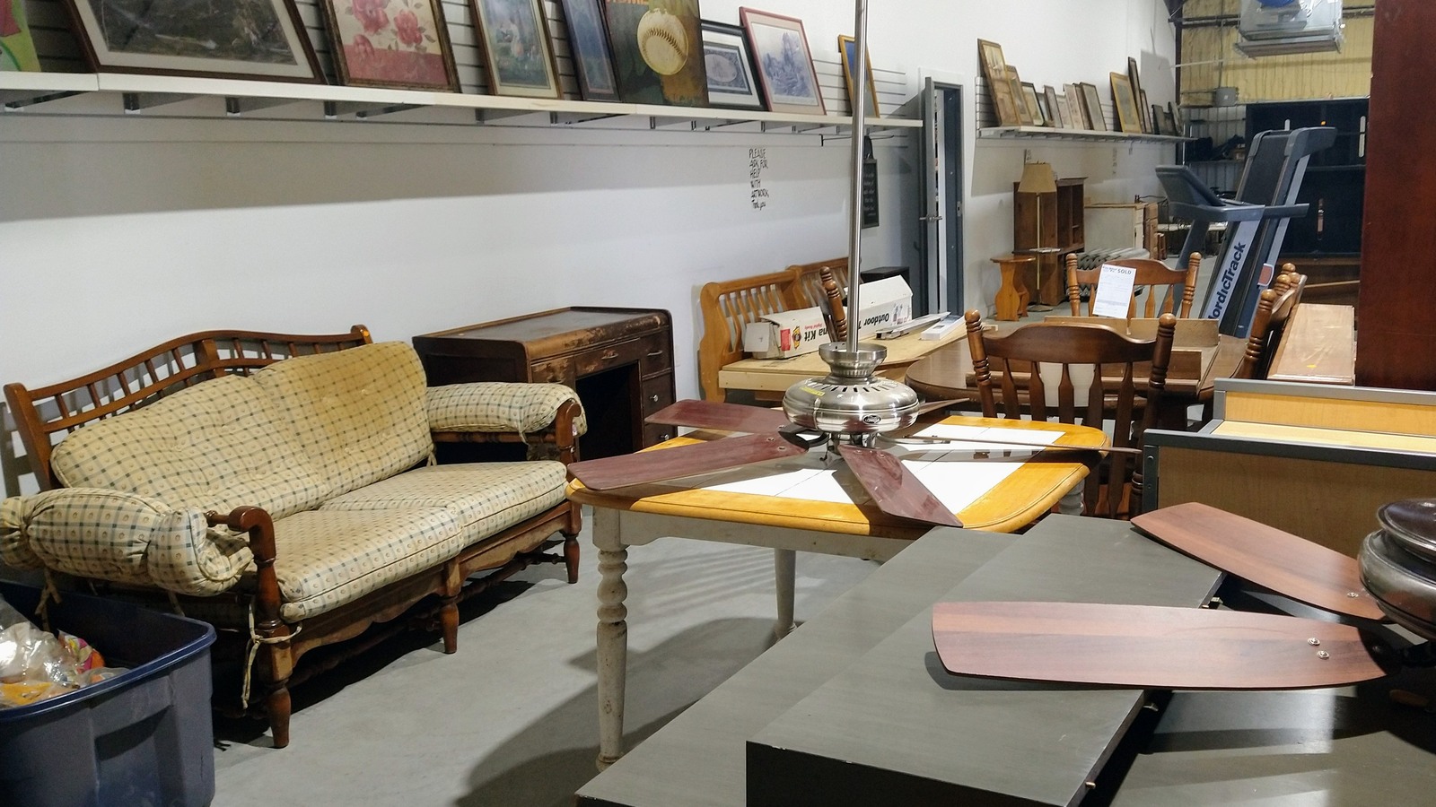 Sofas, tables, framed art, and home furnishings at Tahlequah Habitat ReStore