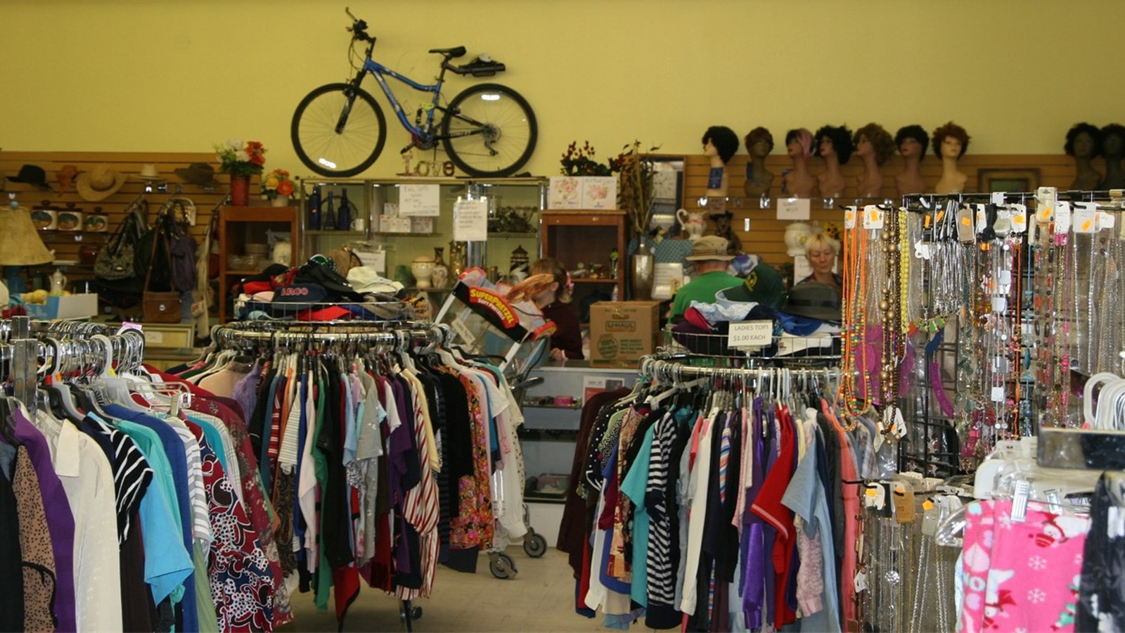 Clothing racks and accessories inside Arc of Mohave County