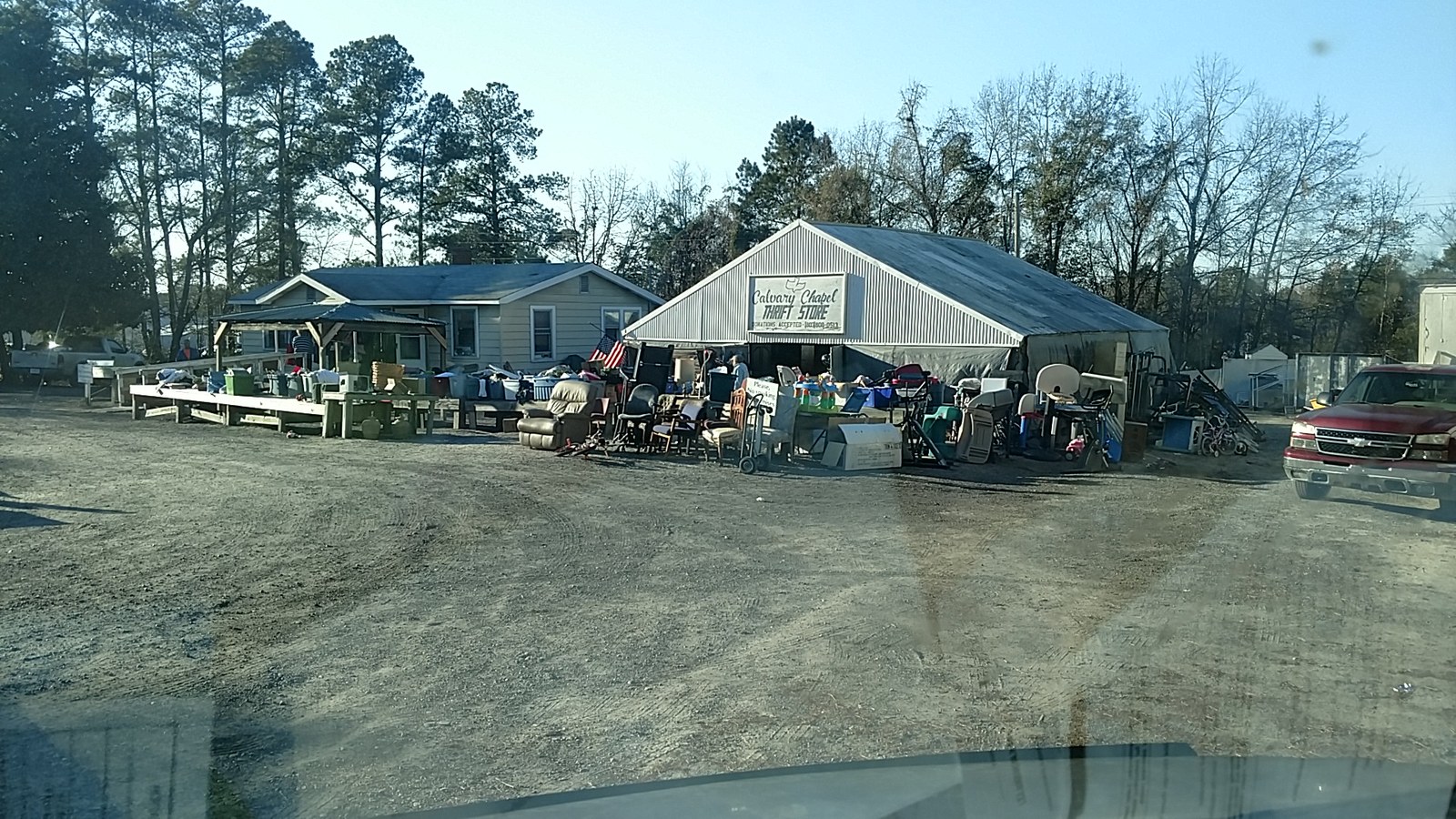 Furniture and secondhand goods outside Calvary Chapel Thrift Store in Lexington