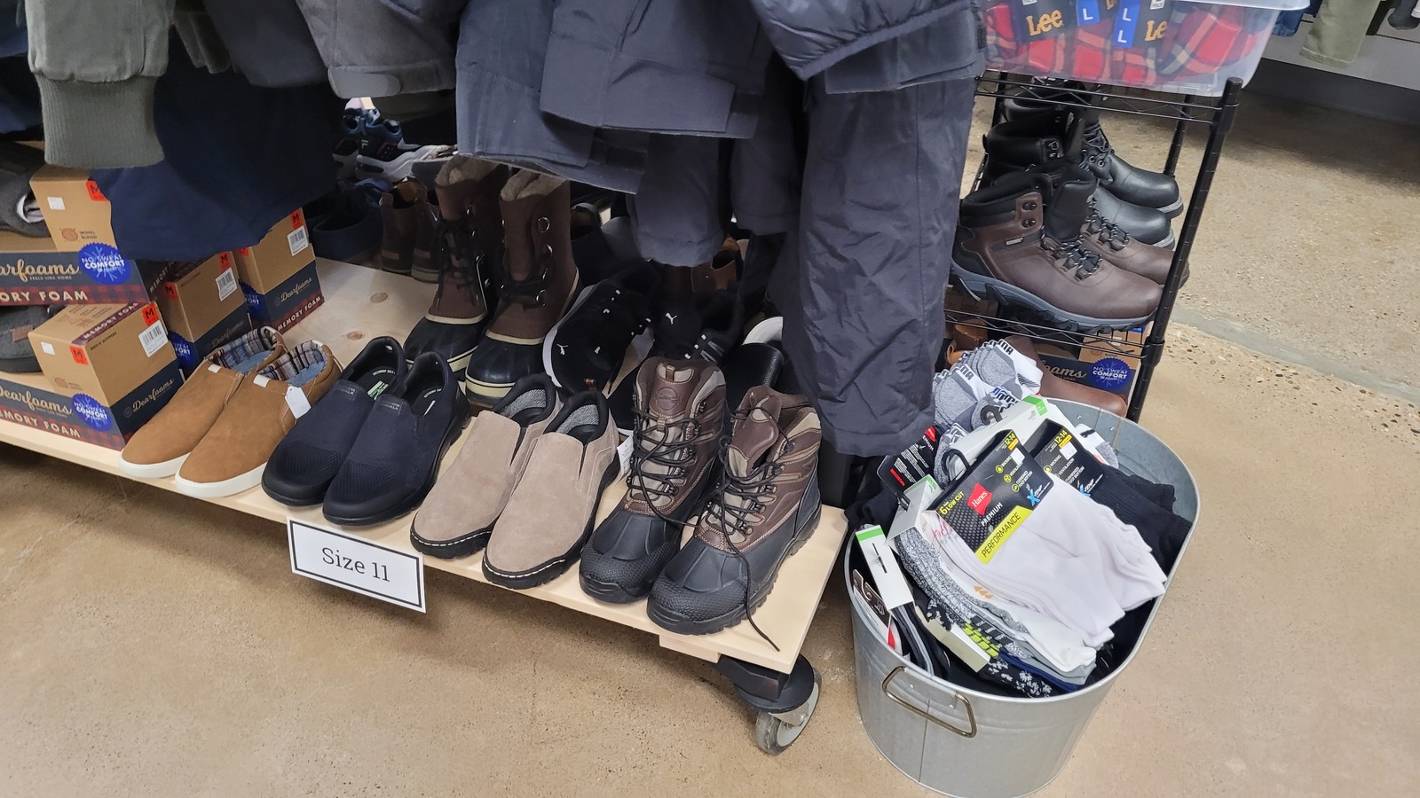 Shoes and accessories displayed at Outlet 75 in Sioux Center