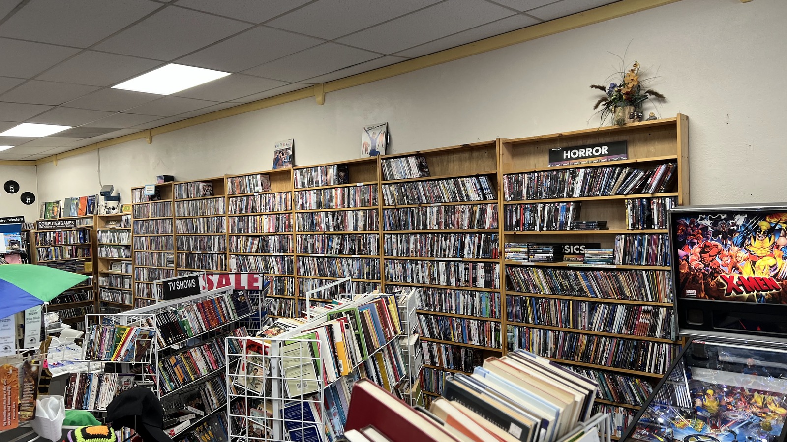Used books, movies, and collectibles inside Biffley's and Bookmark in Fergus Falls