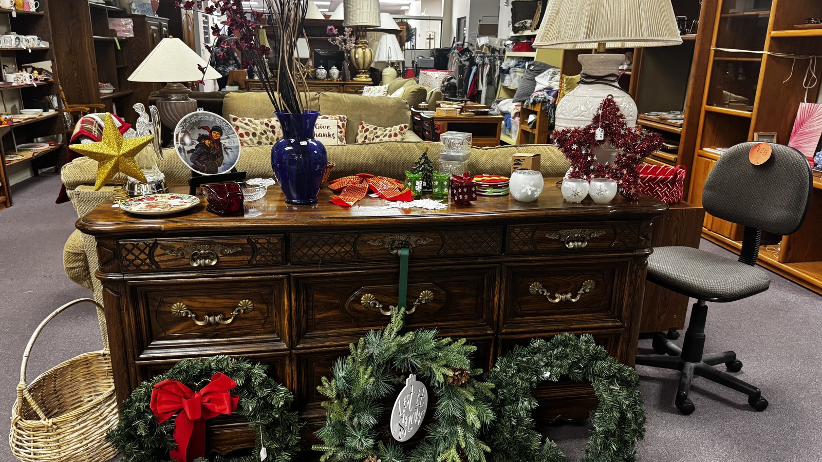 Furniture, lamps, artwork, and seasonal decor at The Thrift Store in Green Valley