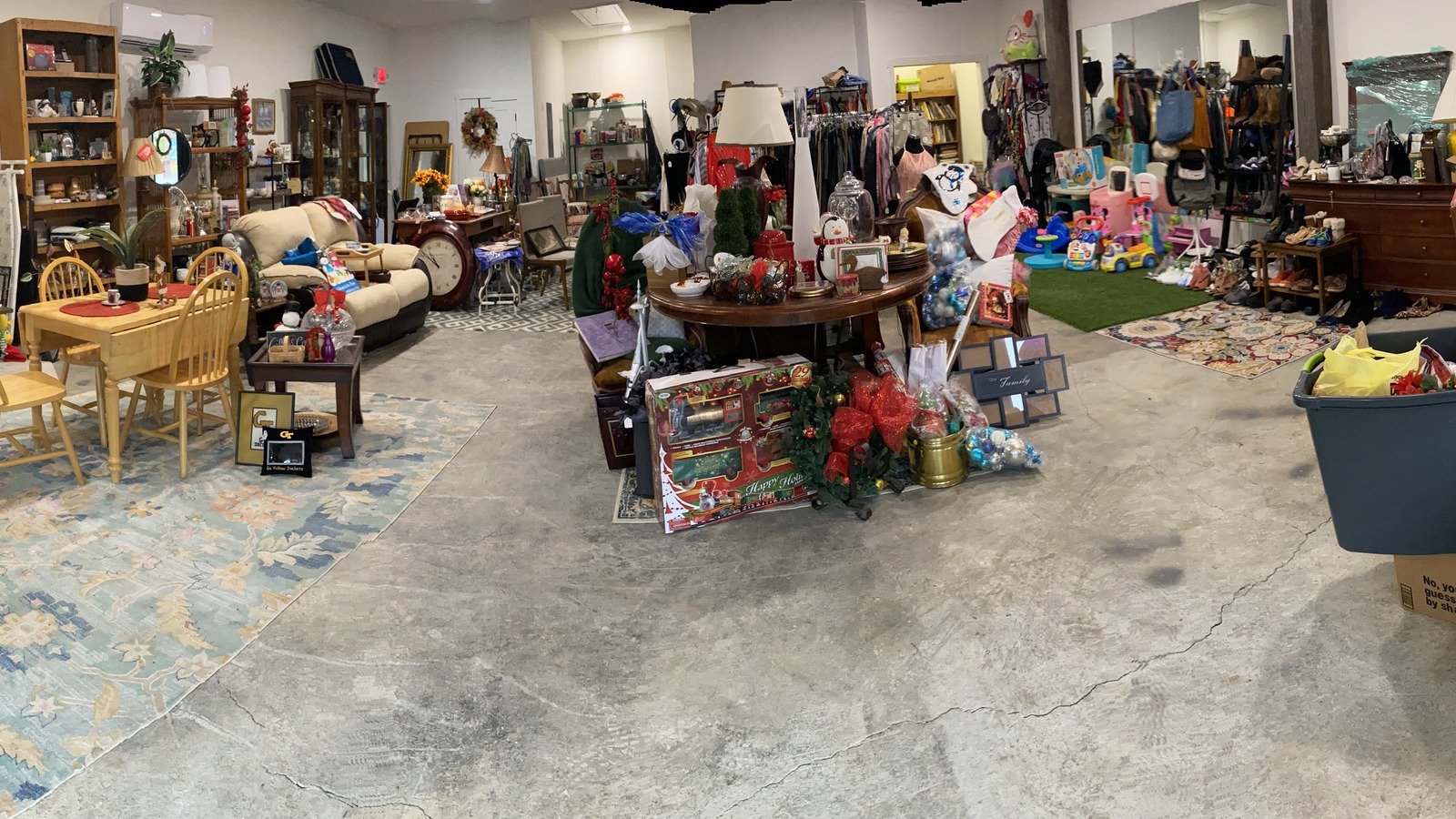 Secondhand merchandise displayed inside Found and Favored near Peachtree City