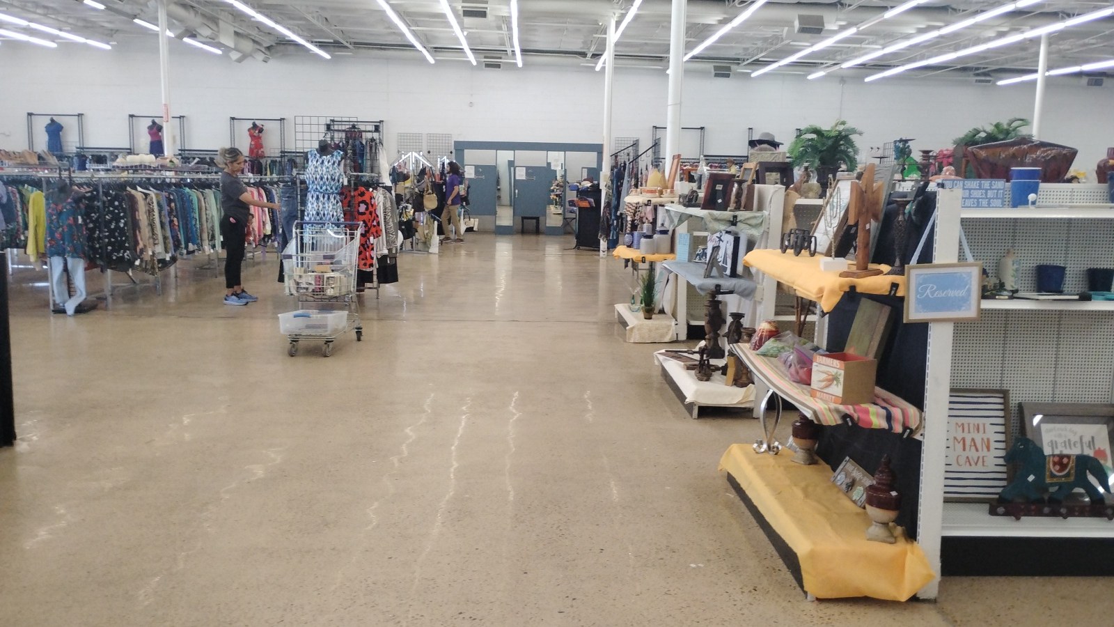 Clothing and housewares across the sales floor at Hope's Closet in Longview